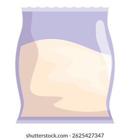 Embalagem de vácuo transparente de plástico contendo pó branco