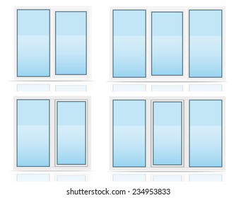 plastic transparent window view indoors and outdoors vector illustration isolated on white background