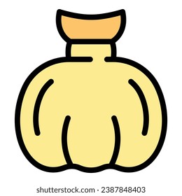 Vector de contorno del icono de la bolsa de basura plástica. Basura. La basura puede colorear