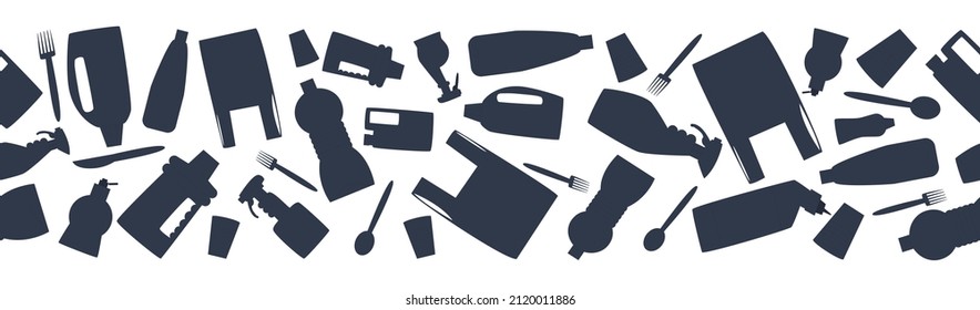 Plastic trash banner. Say no to plastic call. Eco banner. Flat vector illustration.