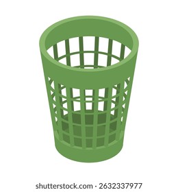 Plastic trash bin - hand drawn isometric vector illustration.