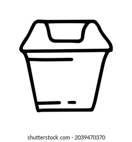 plastic trash can line vector doodle simple icon