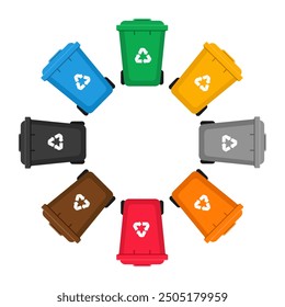 Plastic trash cans illustration. Isolated on a white background. Vector illustration. Flat style.	

