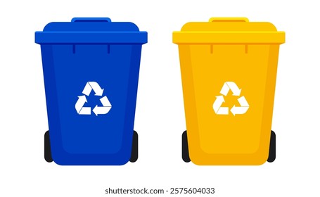 Plastic trash cans illustration. Isolated on a white background. Vector illustration in flat style.	
