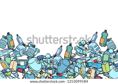 plastic trash. Ecology and pollution. Pop art retro vector illustration kitsch vintage