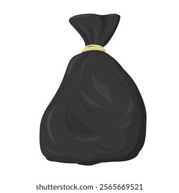 Plastic Trash Garbage Black Bin Sack Color Illustration Icon Design