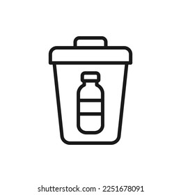 Plastic trash icon line style isolated on white background. Vector illustration