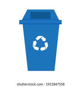  Plastic trash Recycle blue bin isolated white backfround vector.