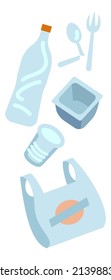 Plastic trash recycling icon. Package waste garbage