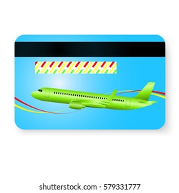 Plastic travel card back side with aurplane vector illustration 