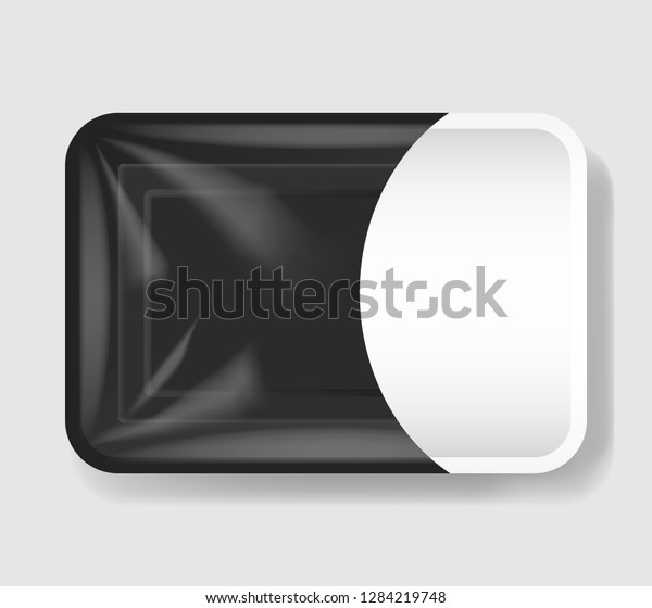 Download Plastic Tray Container Cellophane Cover Mockup Stock Vector Royalty Free 1284219748