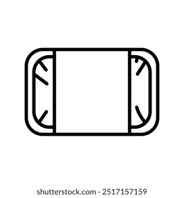 Plastic tray container line icon. Vector isolated element. Editable stroke.