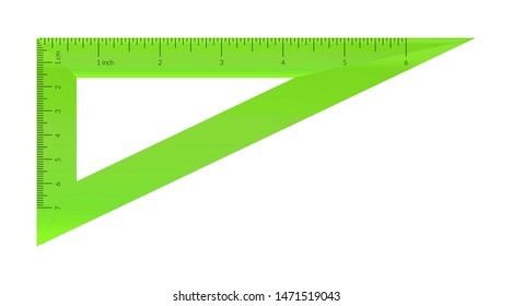 Plastic triangle with metric and imperial units scale