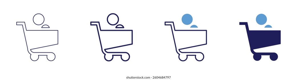 Plastic trolley icon in 4 different styles. Thin Line, Line, Bold Line, Duotone. Duotone style. Editable stroke.