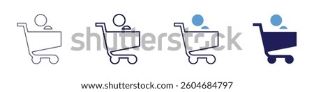 Plastic trolley icon in 4 different styles. Thin Line, Line, Bold Line, Duotone. Duotone style. Editable stroke.