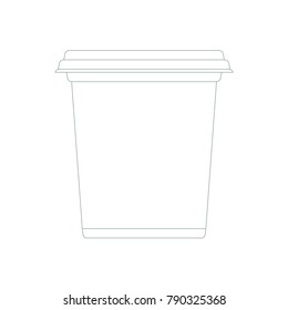Plastic Tub Bucket Container or package For Dessert with trendy line style.