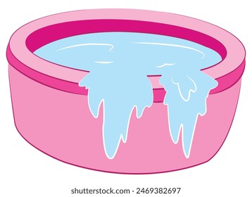 Plastic Tub with water isolated on white background