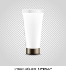 Plantilla de vector de publicidad de tubos plásticos. Plantilla de botella de crema para el logotipo de marca aislado en transparente