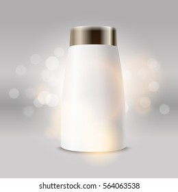 Plastic tube advertising vector template. Cream bottle template for brand logo and shiny background