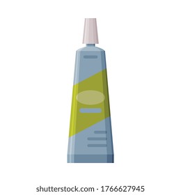 Tubo de plástico, cosmético, empaque de dentífrico, vector de estilo plano Ilustración sobre fondo blanco