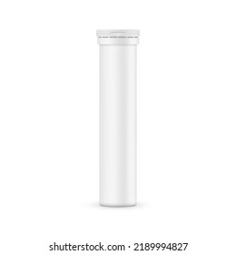 Plastic Tube for Effervescent Tablets, Isolated on White Background. Vector Illustration