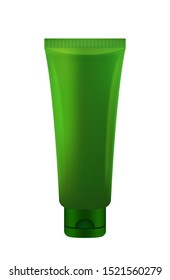 plastic tube green for cosmetic template design, template cosmetic tube isolated on white background, mock-up green tube blank, empty tube for cosmetic brand, illustration lotion or cream product foam