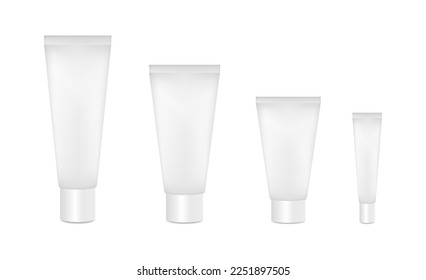 Plastic tube mockup for cream and cosmetics with a cap. Front view. Realistic blank packaging. Can be used for your design and advertising. Vector