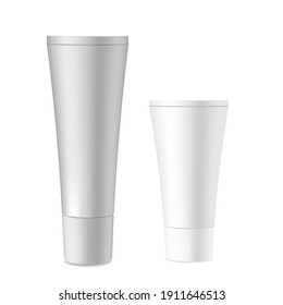 Plastic tube mockup isolated on white background. Blank cosmetic packaging mock up