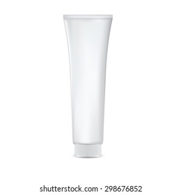 Der Kunststoffschlauch auf glänzender Oberfläche. Verpackung für Creme, Gel, Zahnpasta, Kosmetik