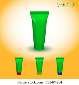 Plastic tube set. Vector illustration.