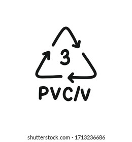 plastic types for recycling symbol doodle icon, vector illustration