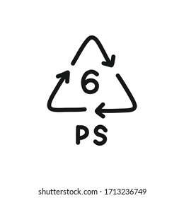 tipos de plástico para reciclar símbolo de doodle icono, ilustración vectorial