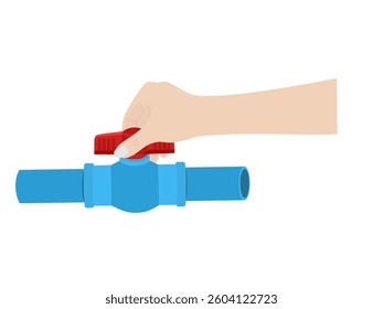 Plastic valve for shut off faucet on white background