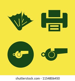 plastic vector icons set. with flippers, printer and whistle in set