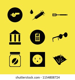 plastic vector icons set. with pos terminal, flippers, whistle and spatula in set