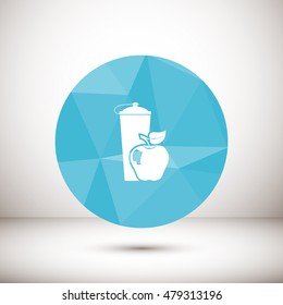  plastic vitamin shaker and apple,