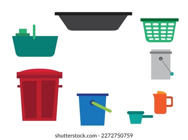 Plastic wares goods set concept. Editable Clip Art.