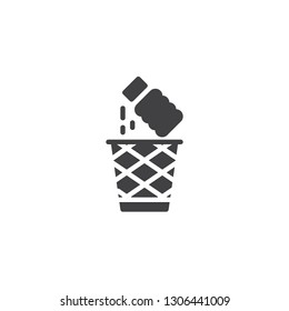 Plastic waste bin vector icon. filled flat sign for mobile concept and web design. Plastic bottle and garbage basket simple solid icon. Symbol, logo illustration. Pixel perfect vector graphics