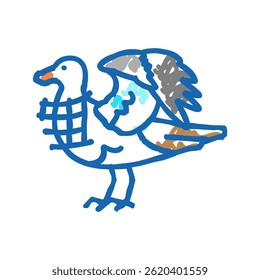 plástico resíduo pássaro ícone doodle esboço vetor. plástico resíduo pássaro sinal. ilustração símbolo isolado