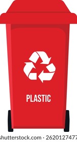 Plastic waste can with lid and ecology sign