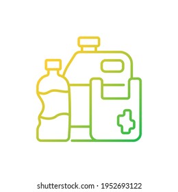 Plastic waste gradient linear vector icon. Plastic pollution. Synthetic and semi-synthetic materials. Thin line color symbols. Modern style pictogram. Vector isolated outline drawing