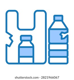 Plastic Waste Icon Blue Dualtone Design Vector Illustration
