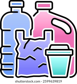 Plastic Waste Icon Logo. Illustration of pollution problem.