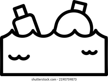 Plastic Waste Icon With Outline Style, Global Warming Sign And Symbol Isolated On White Background