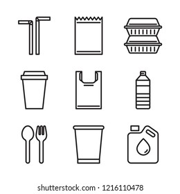 Plastic Waste Icons Set Simple Flat Stock Vector (Royalty Free ...