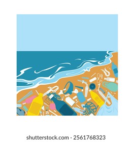 Plastic waste in lake. Ocean pollution, marine debris. Marine litter. Garbage plastic bottle in water of pond. Plastic marine debris. 