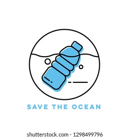 Plastic waste in the ocean concept. Sea Pollution.