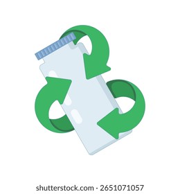 Plastic waste recycling concept. Plastic recycling sign, Eco-friendly recycling symbol, Recycling symbol, Green eco-friendly label. Flat design vector illustration on background.