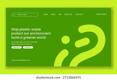 Plastic Waste Reduction Campaign Flat Cartoon Hand Drawn Social Media Landing Page Illustration