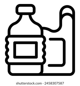 Vector de contorno de ícono de clasificación de residuos plásticos. Botellas de colección. Estrategia de gestión de residuos